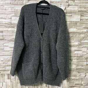 Jenni Kayne Boucle Cocoon Cardigan Dark Gray Alpaca-Blend Size Medium